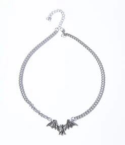 Silver Gothic Bat Necklace