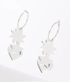 Silver Mirror Acrylic Magic Hoop Earrings