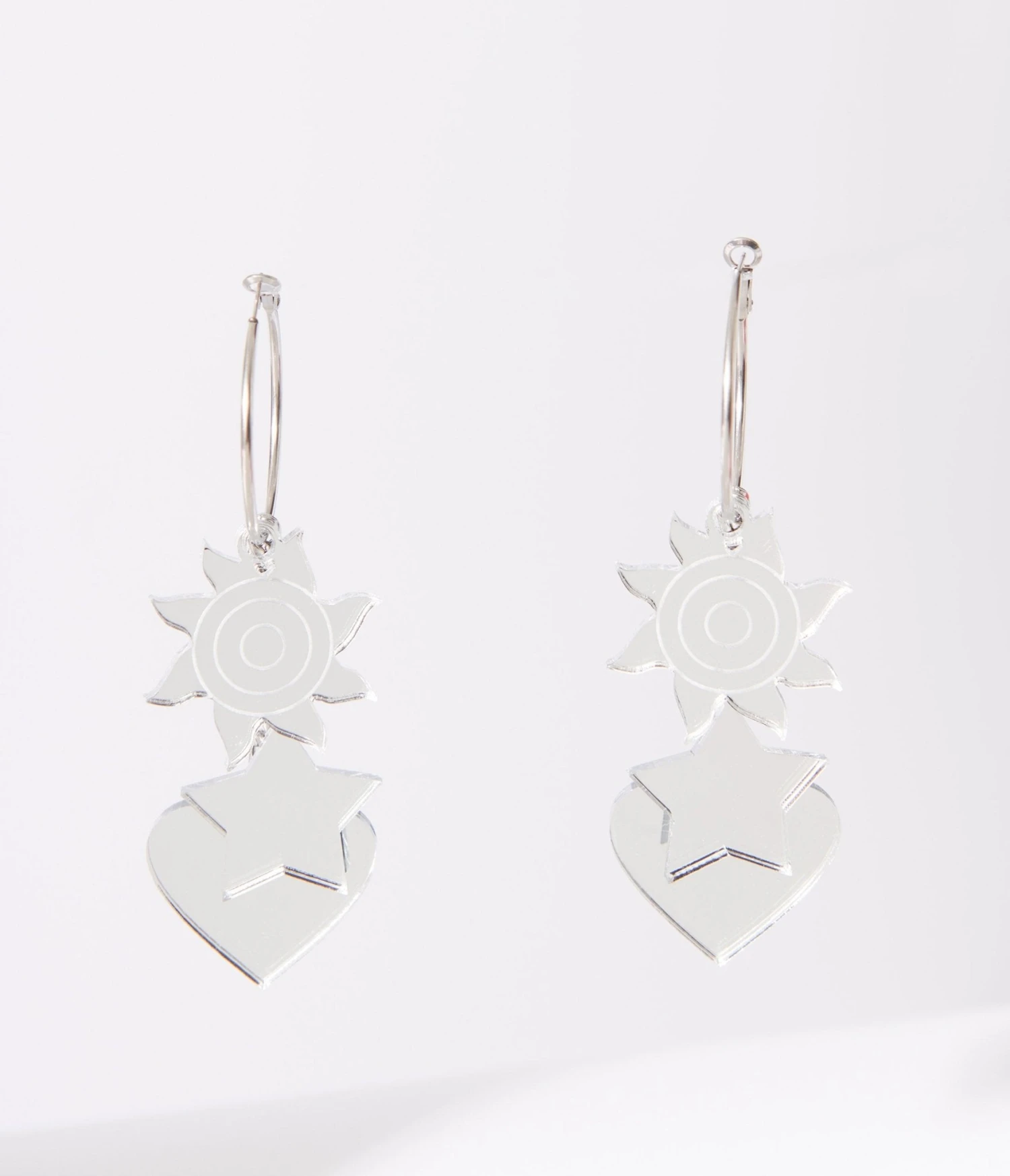 Silver Mirror Acrylic Magic Hoop Earrings 2 Silver Mirror Acrylic Magic Hoop Earrings - Image 2