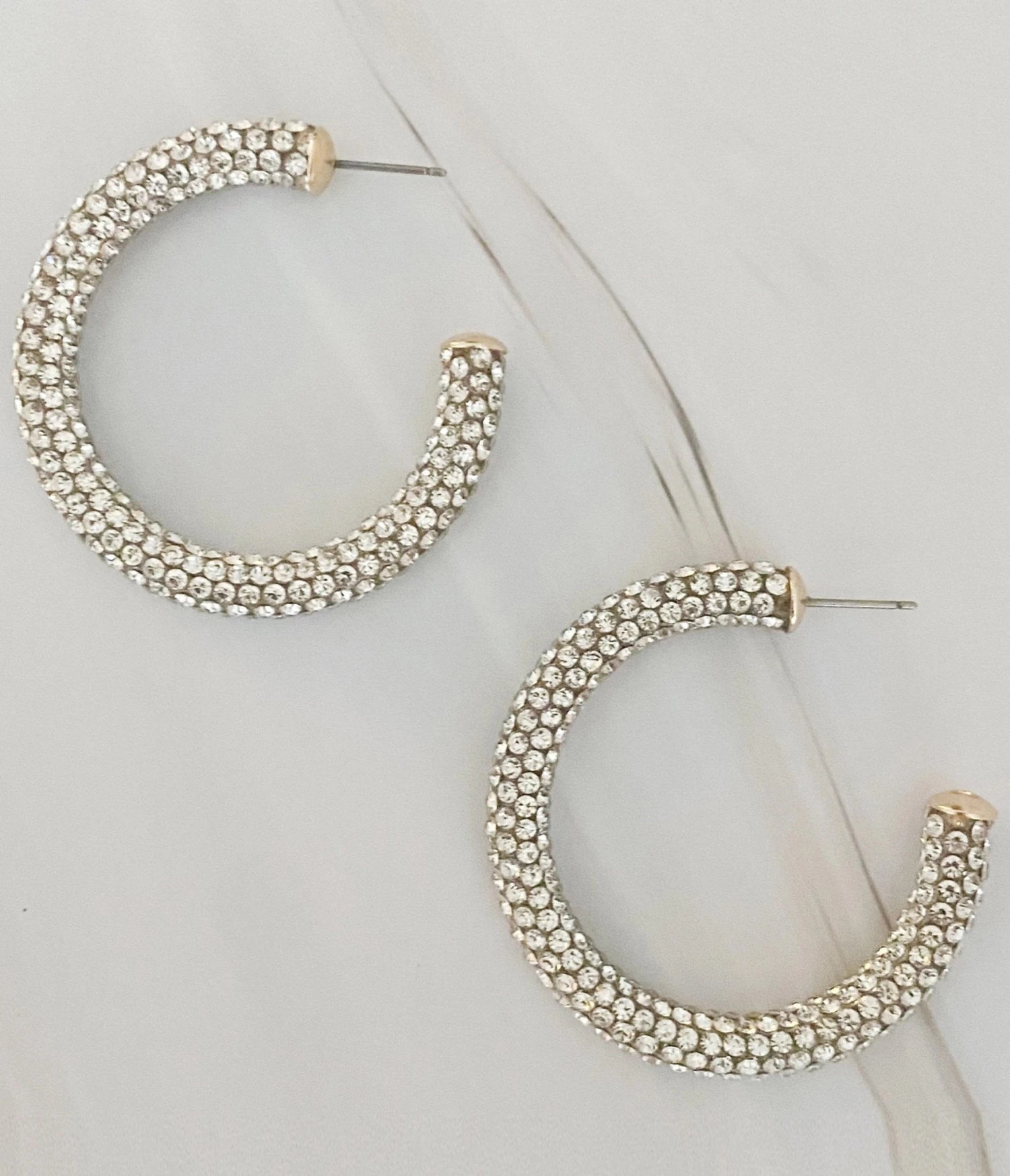 Silver Rhinestone Hoop Earrings 1 Silver Rhinestone Hoop Earrings