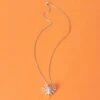 Silver Rhinestone Spider Love Necklace