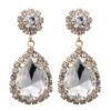 Silver Rhinestone Teardrop Dangle Earrings