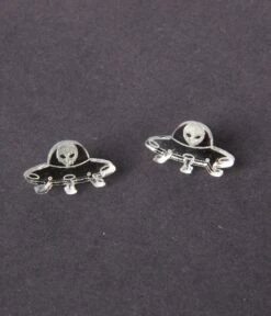 Silver UFO Stud Earrings