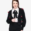 Smak Parlour Black Cherries Cropped Knit Cardigan