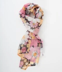 Smak Parlour Black & Multicolor Daisy Long Hair Scarf