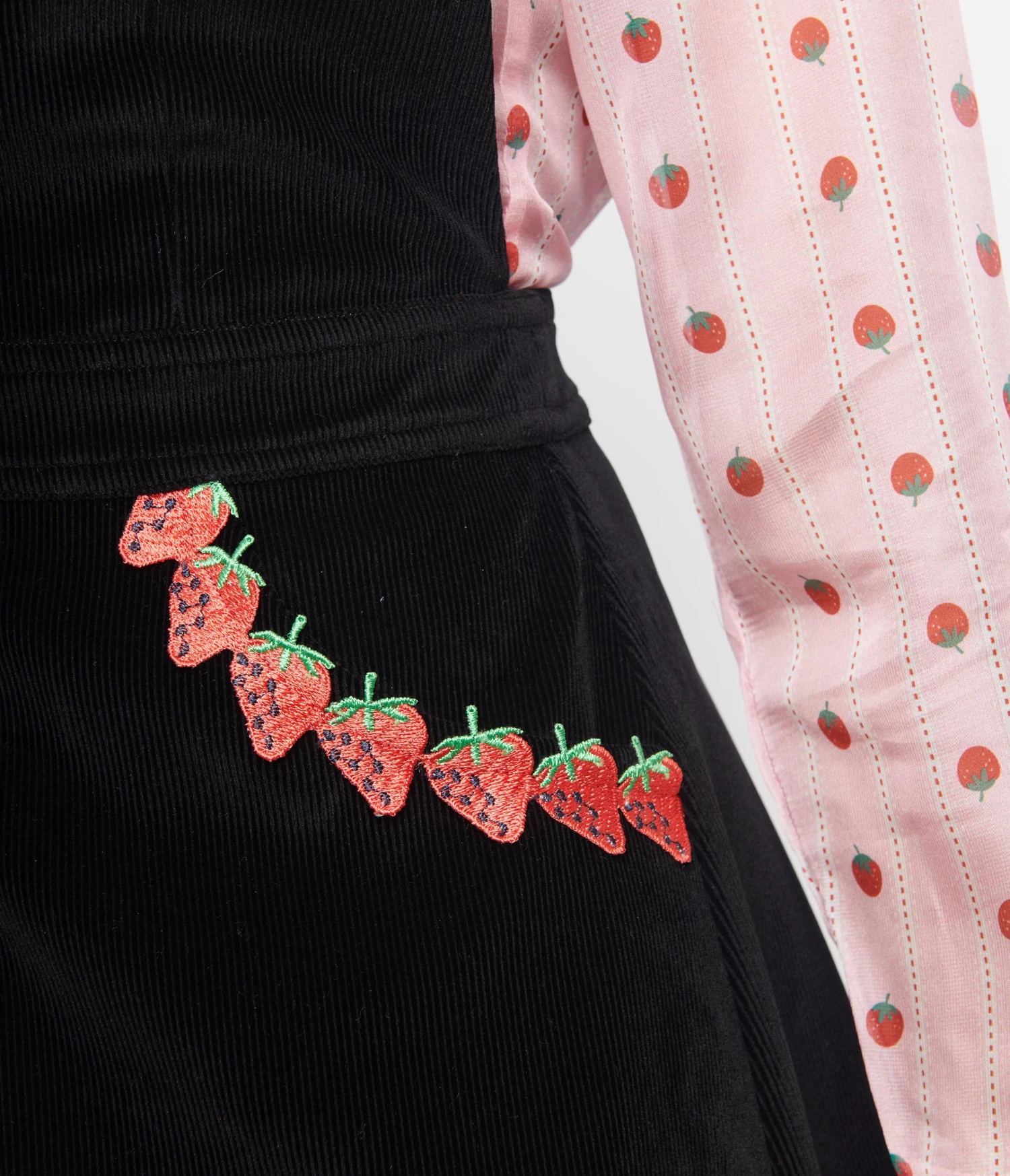 Smak Parlour Black & Strawberry Trim Pinafore Skirt 2 Smak Parlour Black & Strawberry Trim Pinafore Skirt - Image 2