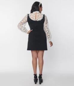 Smak Parlour Black & White Floral Bow Neck Shift Dress -New Dress Store smak parlour black white floral bow neck shift dress 594100