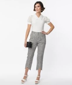 Smak Parlour Black & White Gingham High Rise Capri -New Dress Store smak parlour black white gingham high rise capri 858567