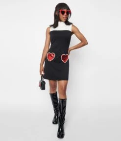 Smak Parlour Black & White Sequin Heart Haute Gossip Mini Dress