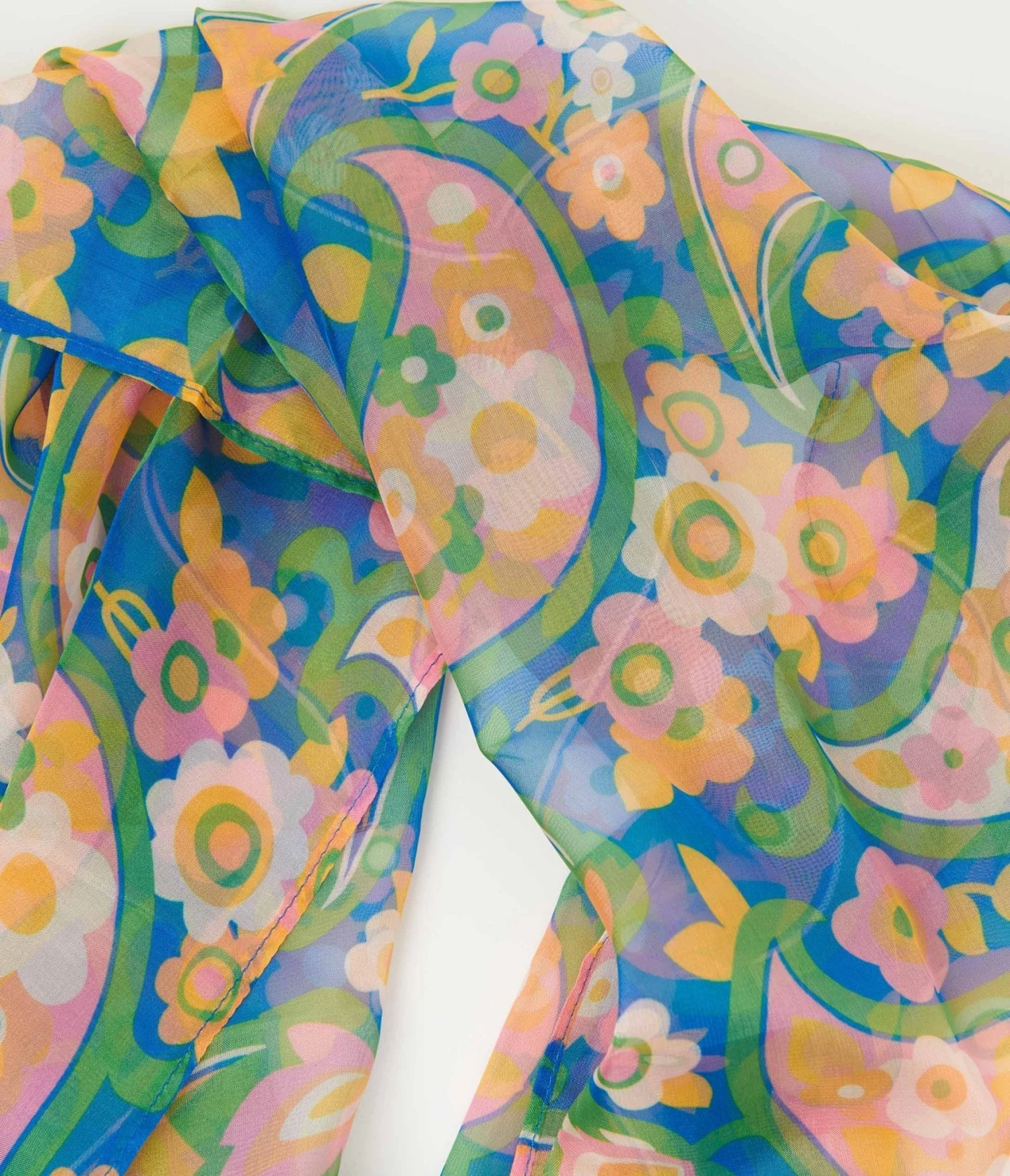 Smak Parlour Blue Paisley Floral Mod Print Long Hair Scarf 4 Smak Parlour Blue Paisley Floral Mod Print Long Hair Scarf - Image 4