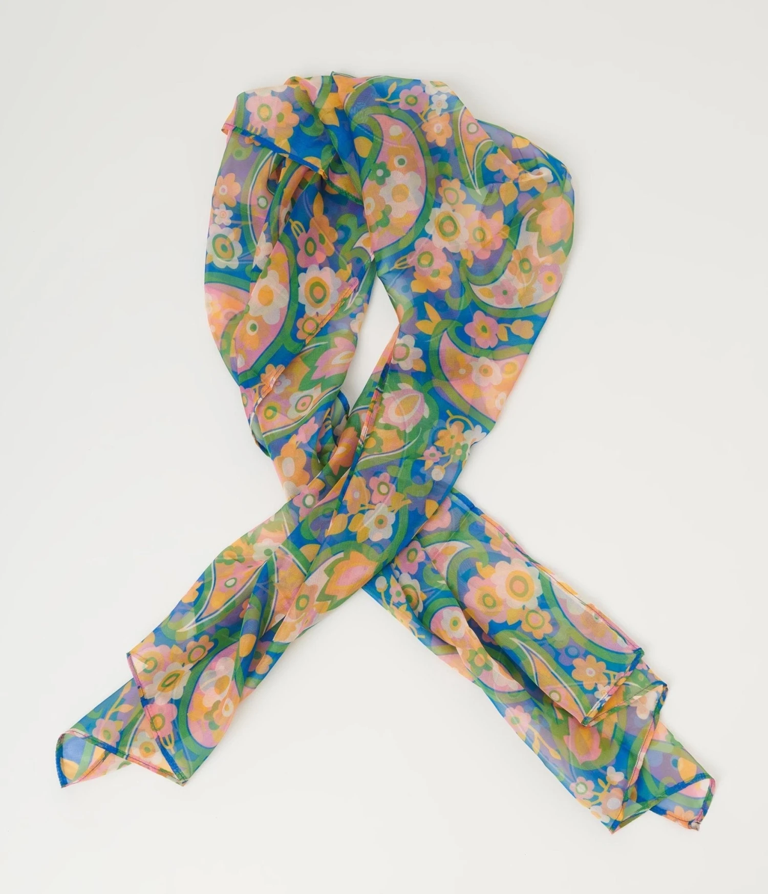 Smak Parlour Blue Paisley Floral Mod Print Long Hair Scarf 2 Smak Parlour Blue Paisley Floral Mod Print Long Hair Scarf - Image 2