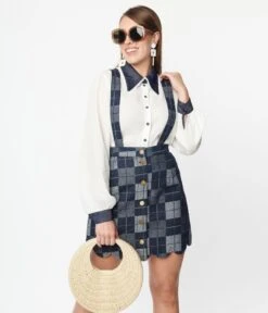 Smak Parlour Dark Denim Check Suspender Skirt 8 Smak Parlour Dark Denim Check Suspender Skirt -New Dress Store smak parlour dark denim check suspender skirt 192962