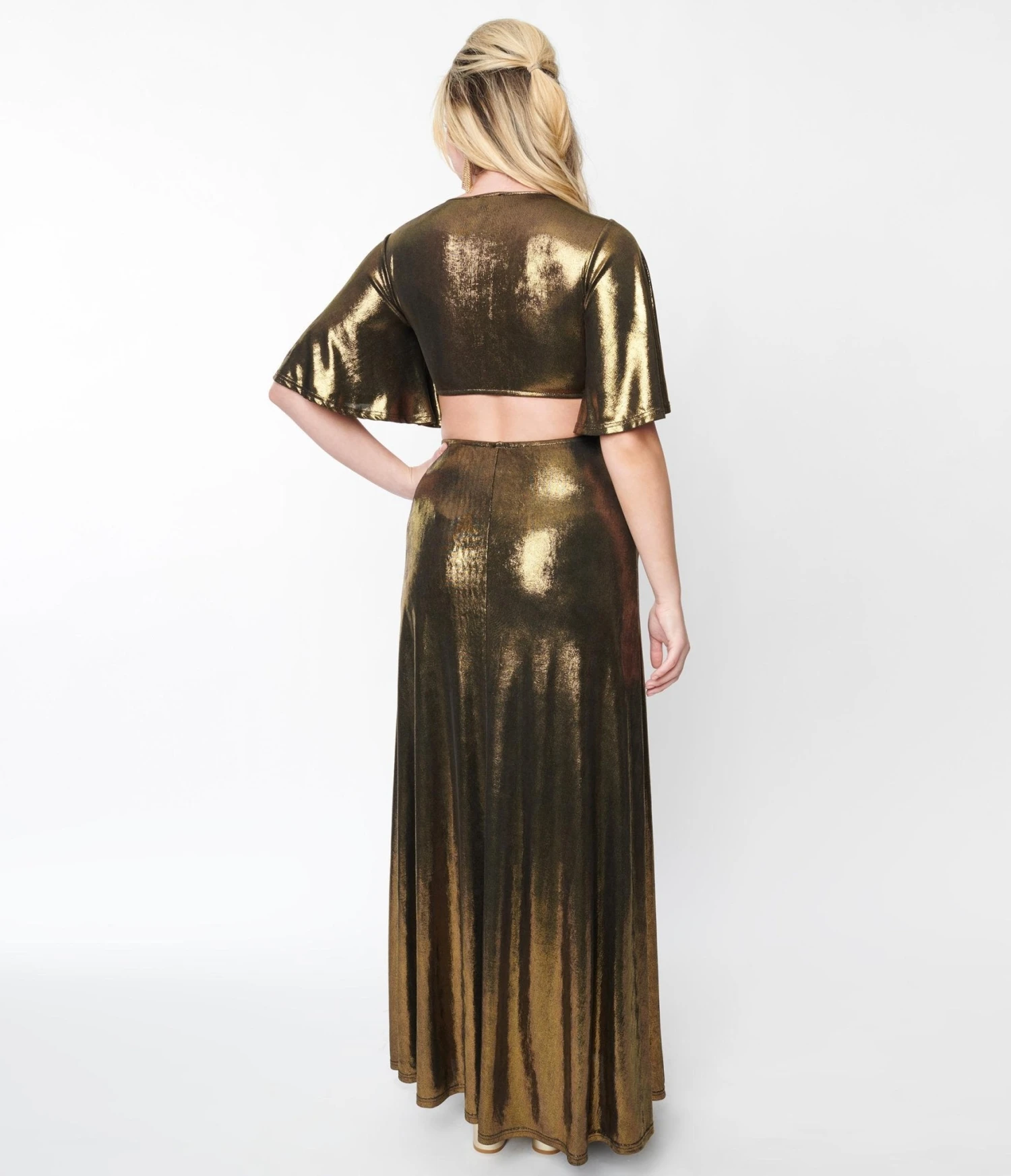 Smak Parlour Metallic Gold Knit Maxi Dress 3 Smak Parlour Metallic Gold Knit Maxi Dress - Image 3