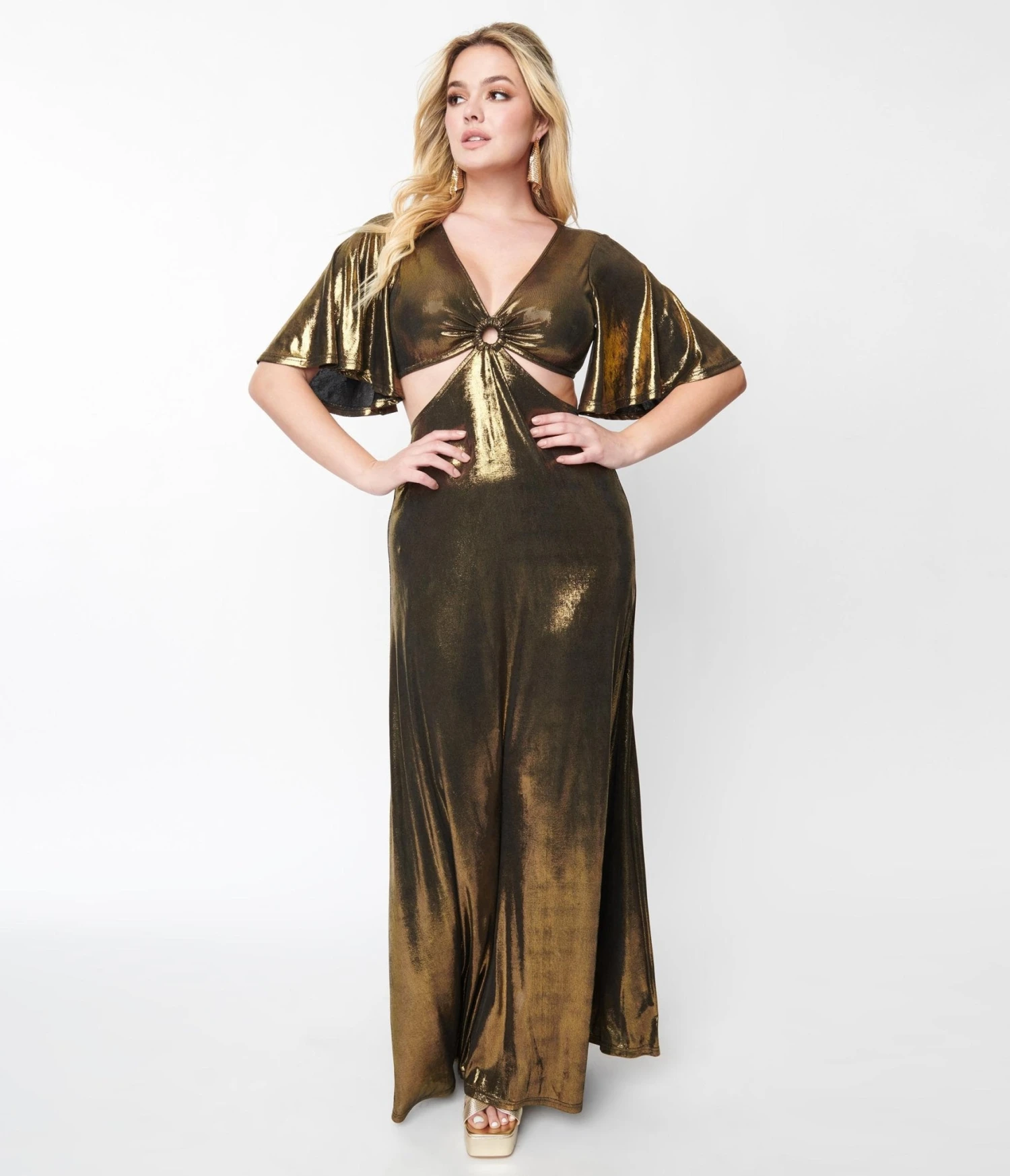 Smak Parlour Metallic Gold Knit Maxi Dress 1 Smak Parlour Metallic Gold Knit Maxi Dress