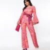 Smak Parlour Pink Mod Floral Bell Sleeve Jumpsuit