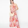 Smak Parlour Pink & Red Floral Budding Romance Maxi Dress