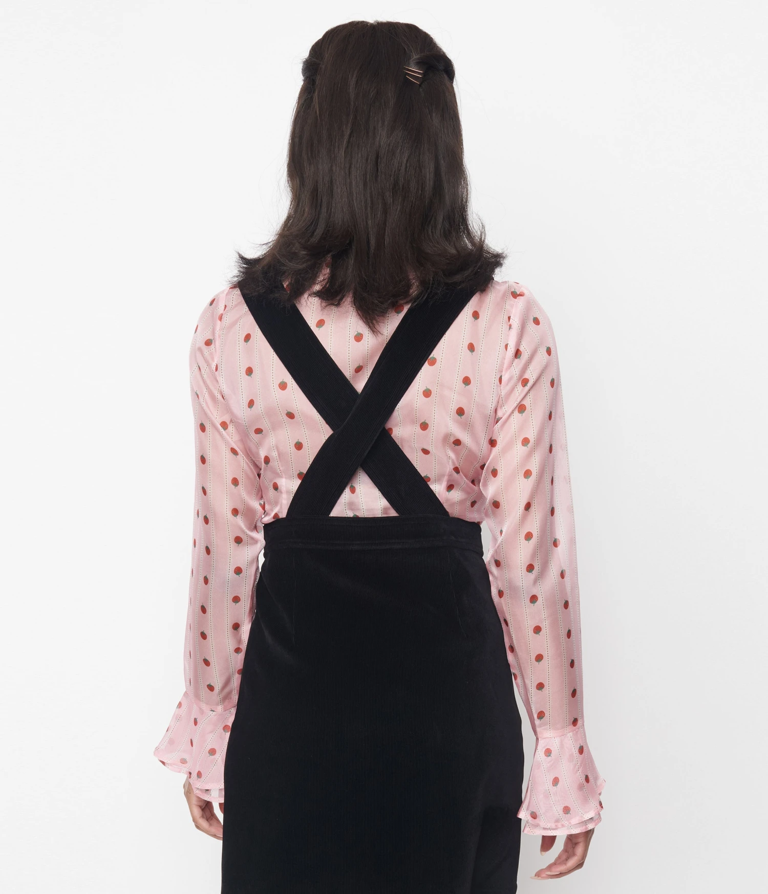 Smak Parlour Pink & Strawberries Stripe Ruffle Blouse 2 Smak Parlour Pink & Strawberries Stripe Ruffle Blouse - Image 2