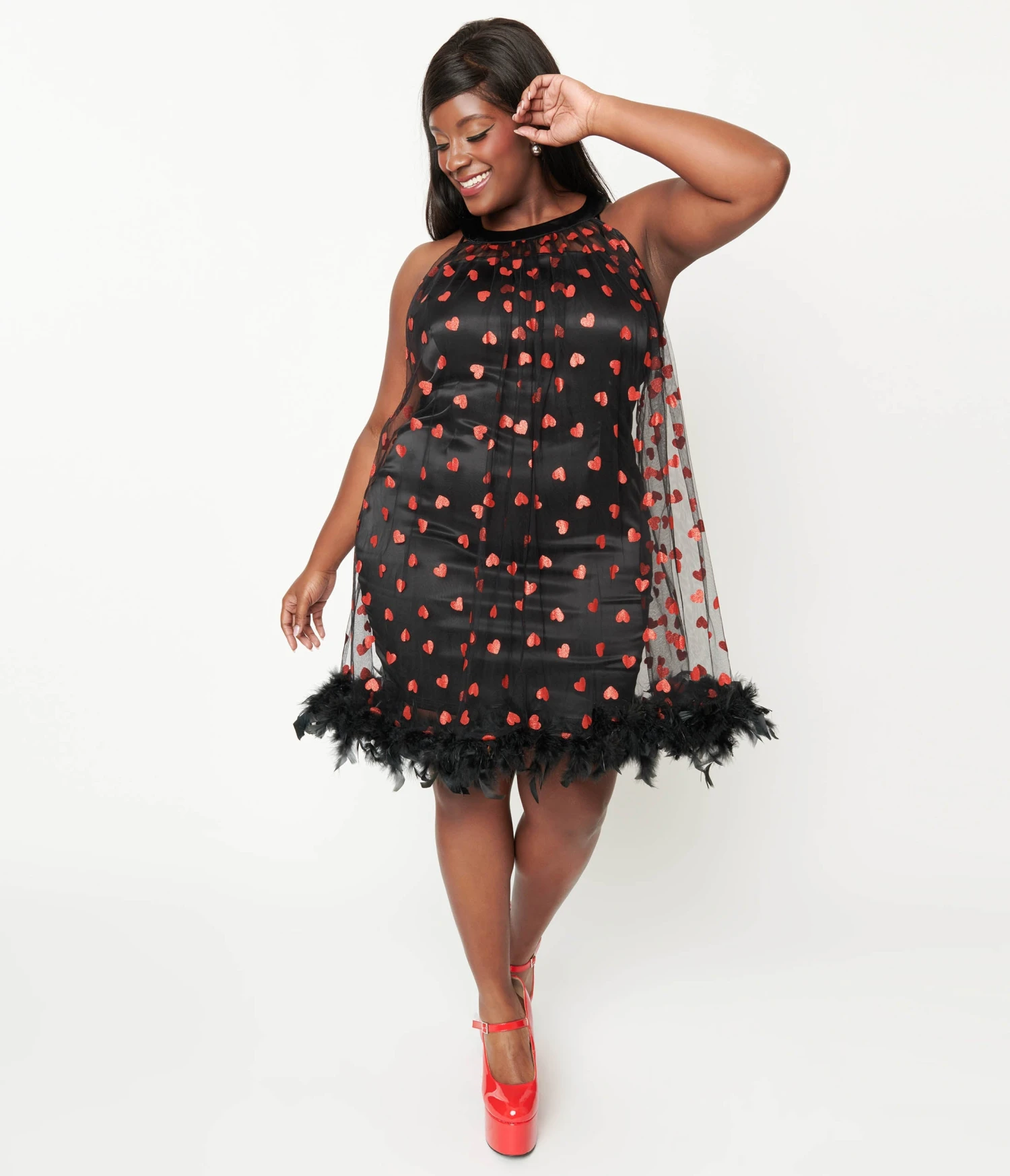 Smak Parlour Plus Size Black Mesh & Glitter Hearts Organza Dress 2 Smak Parlour Plus Size Black Mesh & Glitter Hearts Organza Dress - Image 2