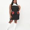 Smak Parlour Plus Size Black & White Sequin Heart Haute Gossip Mini Dress