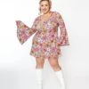 Smak Parlour Plus Size Lavender Retro Blooms Mini Dress