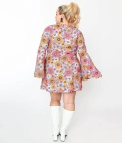 Smak Parlour Plus Size Lavender Retro Blooms Mini Dress -New Dress Store smak parlour plus size lavender retro blooms mini dress 603952