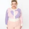 Smak Parlour Plus Size Pink & Lavender Hearts Cardigan