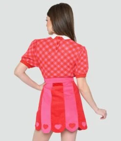 Smak Parlour Red & Pink Bias Gingham Heart Sweater -New Dress Store smak parlour red pink bias gingham heart sweater 204859