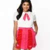 Smak Parlour Red & Pink Love Corduroy Mini Skirt