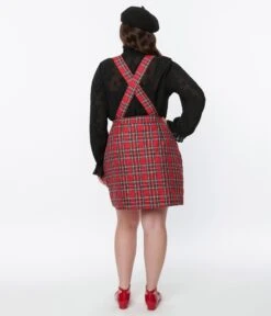 Smak Parlour Red Plaid Pinafore Skirt -New Dress Store smak parlour red plaid pinafore skirt 817168