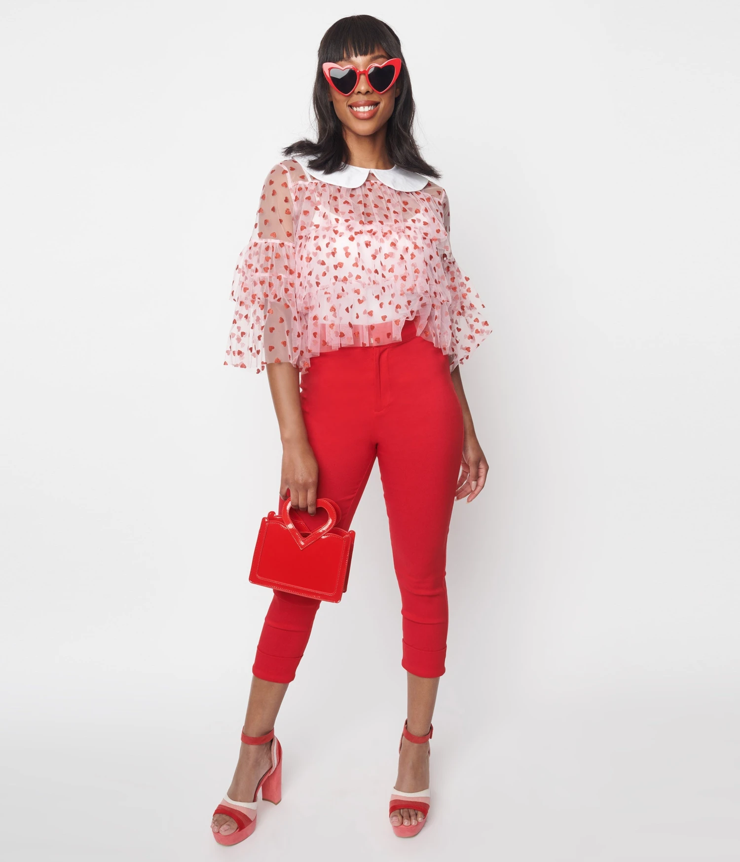 Smak Parlour Red & Polka Dot Heart Pocket Smarty Pants Capri 1 Smak Parlour Red & Polka Dot Heart Pocket Smarty Pants Capri