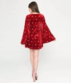 Smak Parlour Red Velvet & Pink Heart Downtown Scene Mini Dress -New Dress Store smak parlour red velvet pink heart downtown scene mini dress 216877