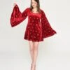 Smak Parlour Red Velvet & Pink Heart Downtown Scene Mini Dress