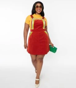 Smak Parlour Rust & Multicolor Striped Corduroy Pinafore Skirt 10 Smak Parlour Rust & Multicolor Striped Corduroy Pinafore Skirt -New Dress Store smak parlour rust multicolor striped corduroy pinafore skirt 906606