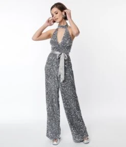 Smak Parlour Silver Sequin Glamour Goddess Jumpsuit -New Dress Store smak parlour silver sequin glamour goddess jumpsuit 158112
