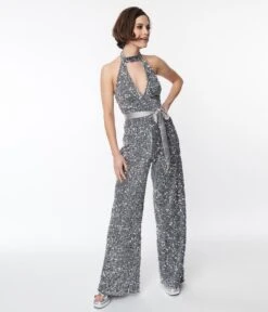 Smak Parlour Silver Sequin Glamour Goddess Jumpsuit -New Dress Store smak parlour silver sequin glamour goddess jumpsuit 677003