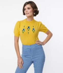Smak Parlour Yellow Tulip Embroidered Sweater -New Dress Store smak parlour yellow tulip embroidered sweater 246435
