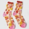 Smiley Daisy Sheer Crew Socks
