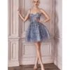Cinderella Divine Smoky Blue Glitter Tulle & Floral Applique Teacup Dress