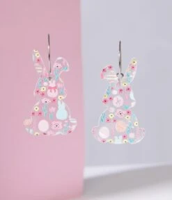 Spring Floral Bunny Hoop Earrings