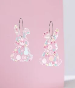 Spring Floral Bunny Hoop Earrings -New Dress Store spring floral bunny hoop earrings 480197