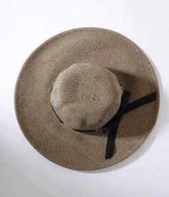 Tan & Black Ribbon Sun Hat -New Dress Store tan black ribbon sun hat 972342