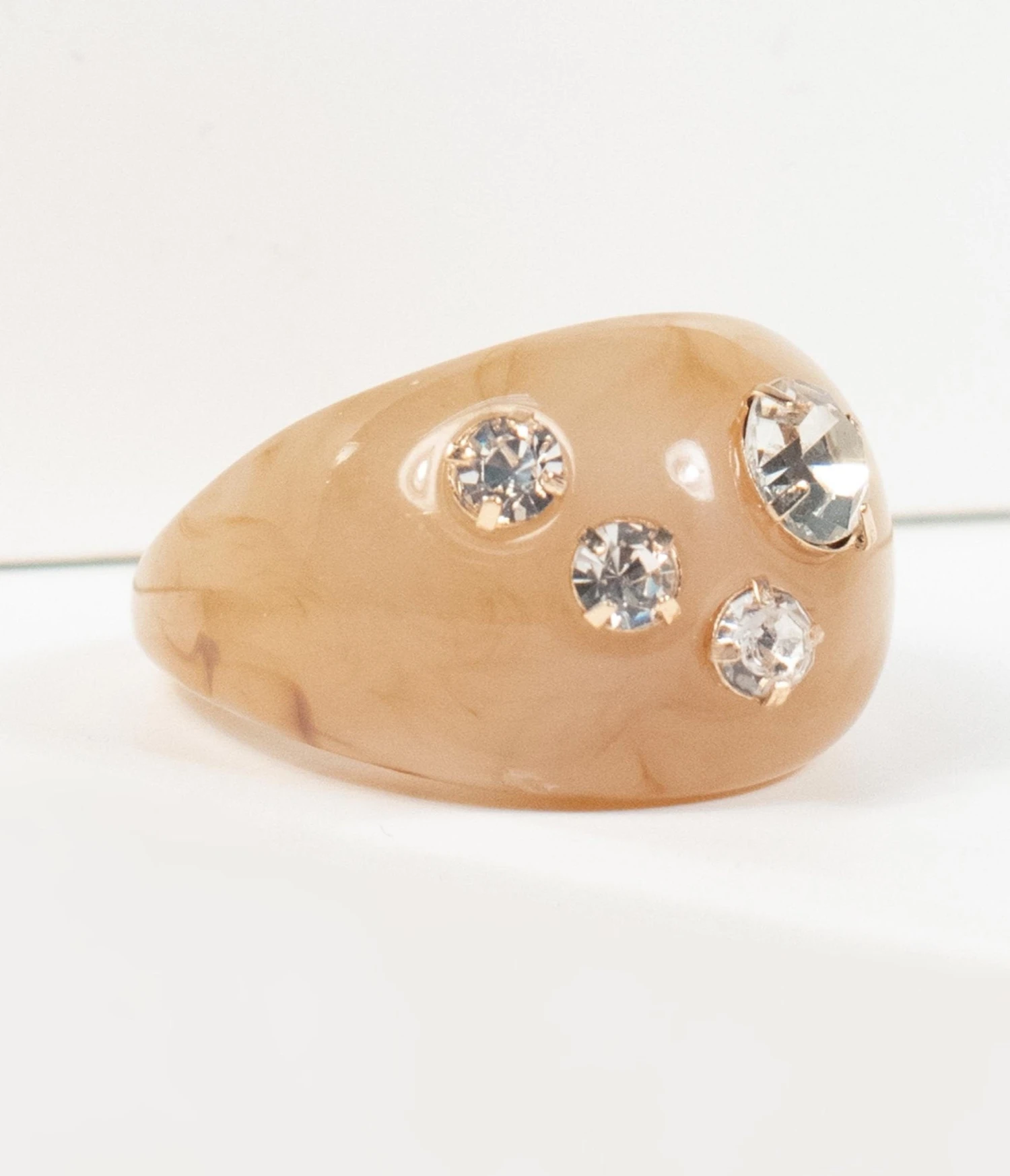 Tan Resin & Rhinestone Ring 1 Tan Resin & Rhinestone Ring