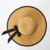 Tan Straw Black Ribbon Sun Hat