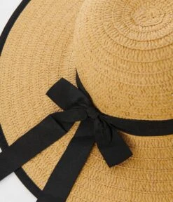Tan Straw Black Ribbon Sun Hat -New Dress Store tan straw black ribbon sun hat 453009