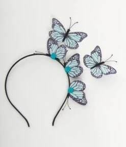 Teal & Black Butterfly Headband 7 Teal & Black Butterfly Headband -New Dress Store teal black butterfly headband 668679