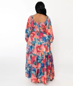 Teal & Coral Floral Maxi Dress 5 Teal & Coral Floral Maxi Dress -New Dress Store teal coral floral maxi dress 194382