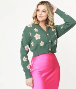 Teal Green & Mint Daisy Cardigan -New Dress Store teal green mint daisy cardigan 260765