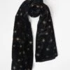The Great Gatsby X Unique Vintage Black & Gold Star Burst Velvet Long Hair Scarf