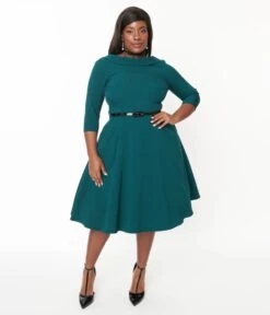The Pretty Dress Company Forest Green Grace Fit & Flare Dress