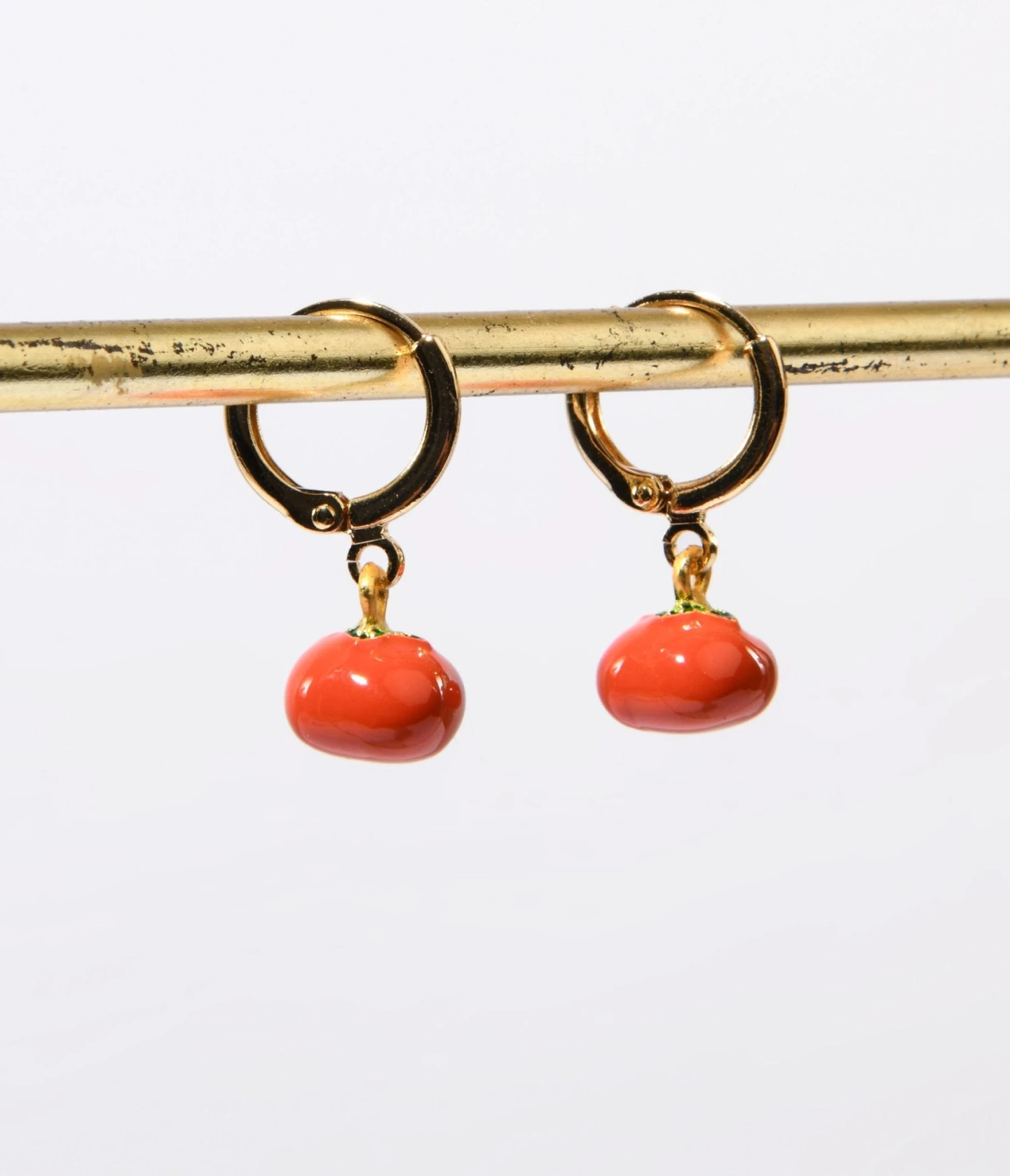 Tomato Huggie Drop Earrings 2 Tomato Huggie Drop Earrings - Image 2
